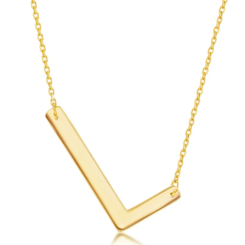 Laser-cut necklace-Sterling Silver with Yellow Large Initial-L