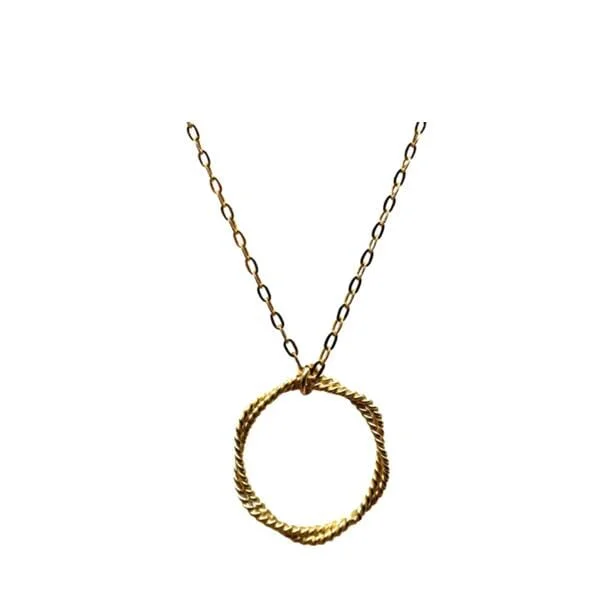 Adjustable gem necklace-Textured Circle Necklace (NGC400)