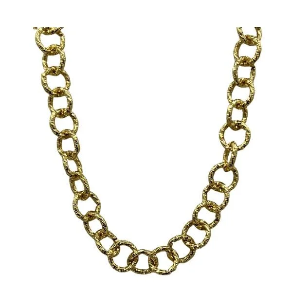 Polished stone necklace-Textured Round Link Necklace (NG4464)