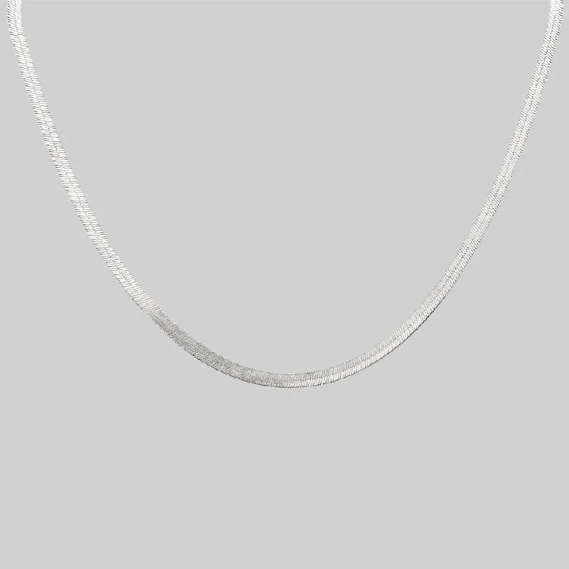 Etched design necklace-The Herringbone Chain - Silver