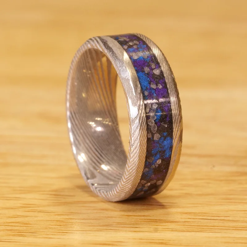 Baroque pearl ring-The Nebula Twist Damascus Glowstone Ring