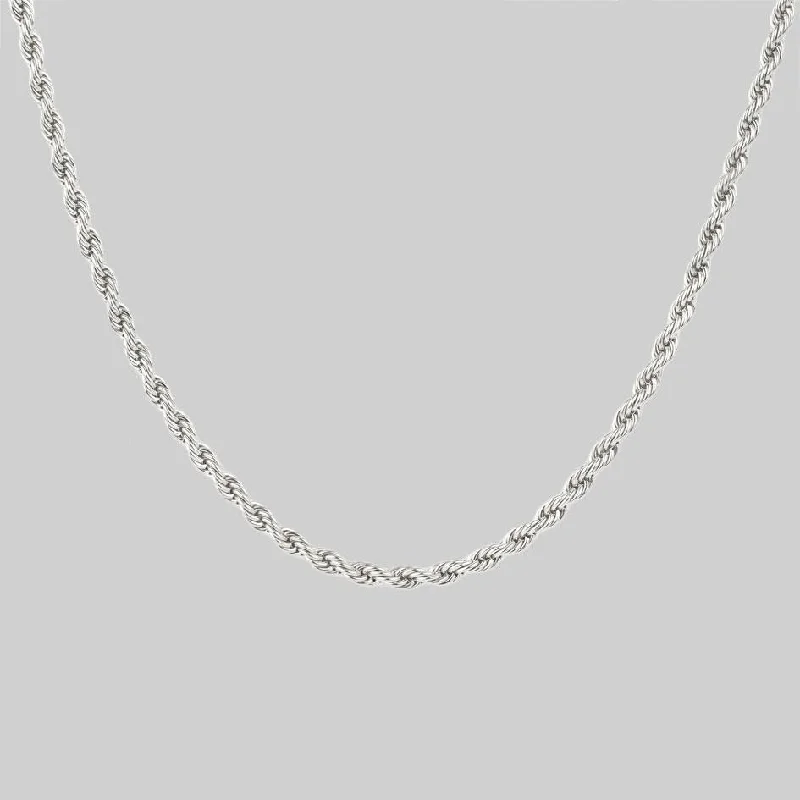 Bold pave necklace-The Rope Chain - Silver