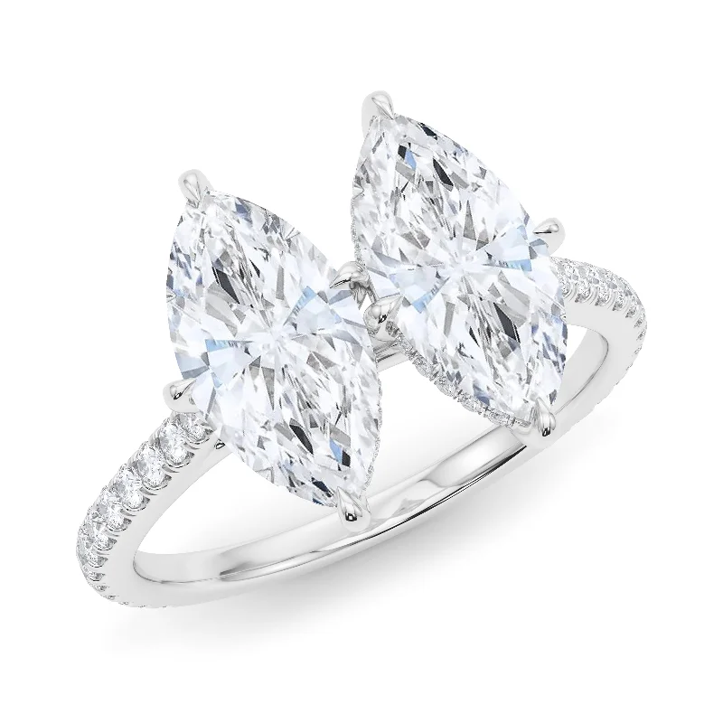 Floating gem ring-Twin Marquise Pave Ring