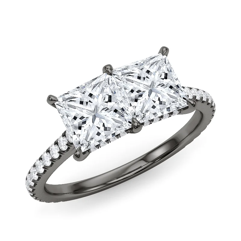 Tiny crystal ring-Twin Princess Pave Ring