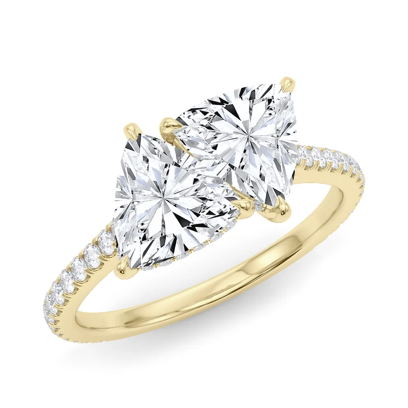 Glittering diamond ring-Twin Trillion Pave Diamond Ring