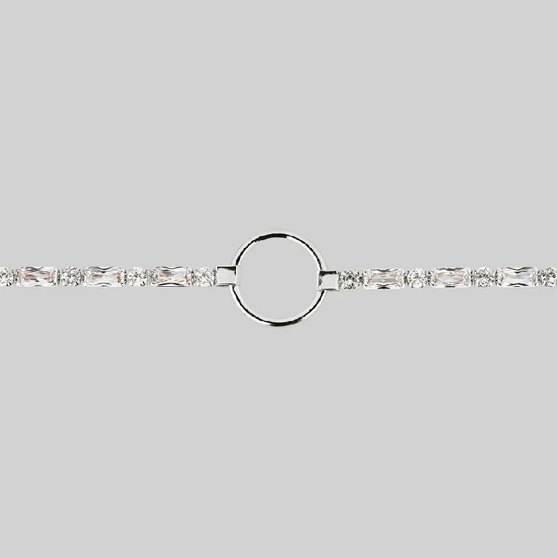 Hinged design necklace-VIVIENNE. CZ Chain Choker - Silver