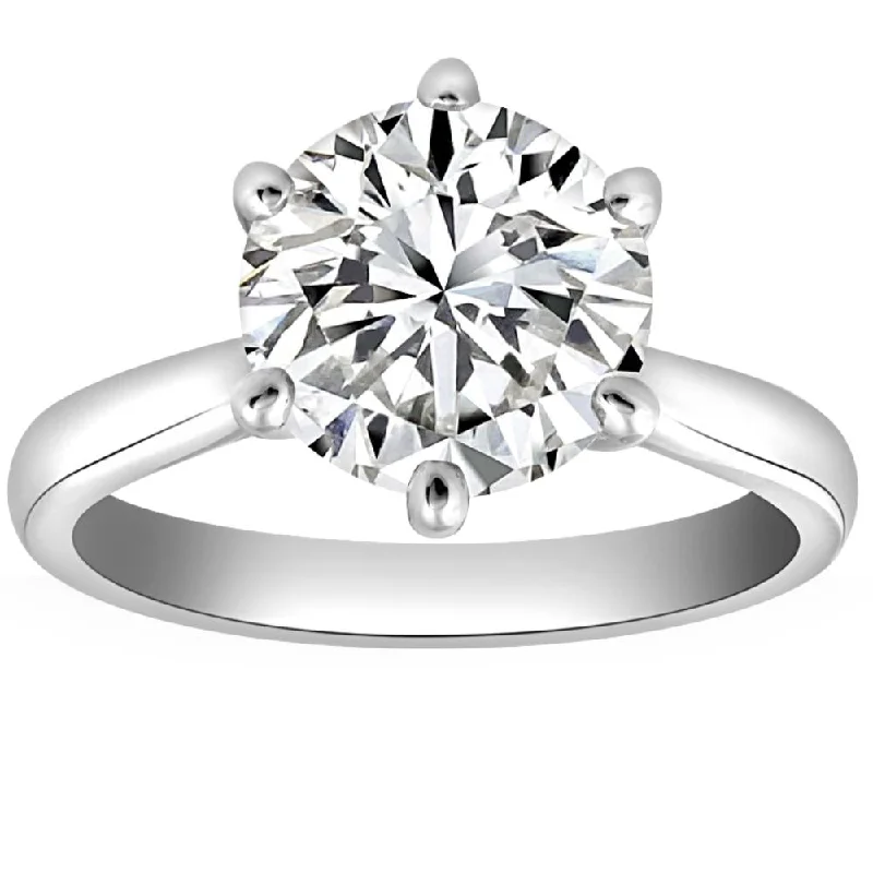 Spiked design ring-VS 2 1/2CT Lab Grown Diamond 6-Prong Solitaire Engagement Ring 14k White Gold