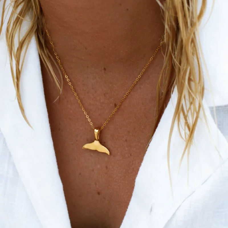 Rough diamond necklace-Whale Tail Necklace