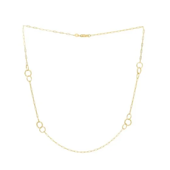 Futuristic diamond necklace-Yellow Gold Circle Station Necklace