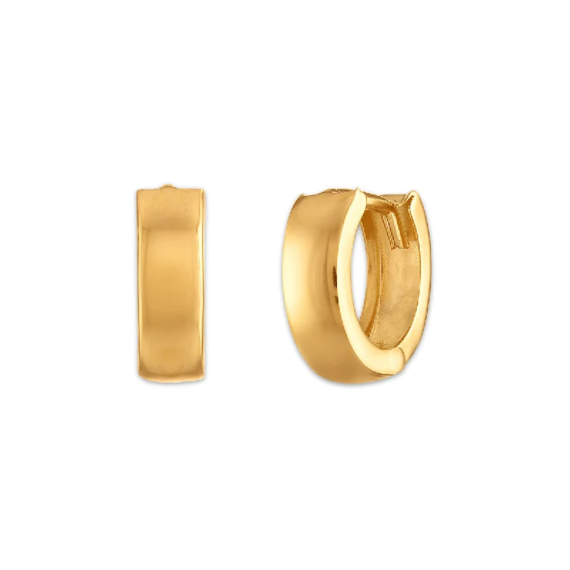 Modern minimalist earrings-10KT Yellow Gold 4.5X13MM Huggie Hoop Earrings