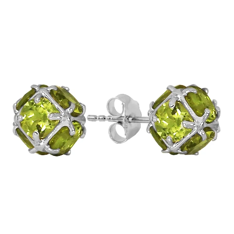 Subtle silver earrings-14K Solid Gold Stud Elegant Gemstone Earrings w/ Natural Peridots