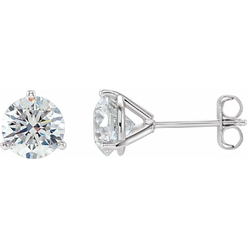 Concave earrings-14k White Gold 2 CTW Diamond Stud Earring for Women