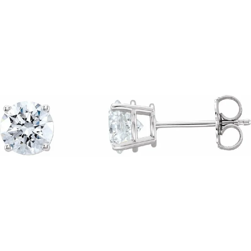 Iridescent stone earrings-14k White Gold 2 CTW Lab-Grown Diamond Stud Earring for Women