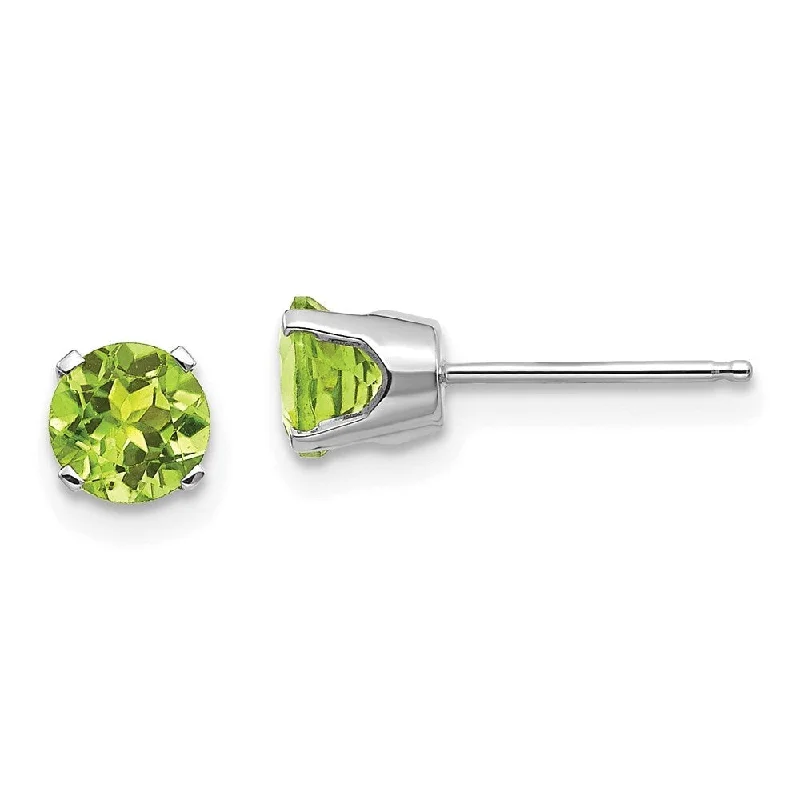 Classic teardrop earrings-14k White Gold Peridot Stud Earrings (L-5 mm, W-5 mm)