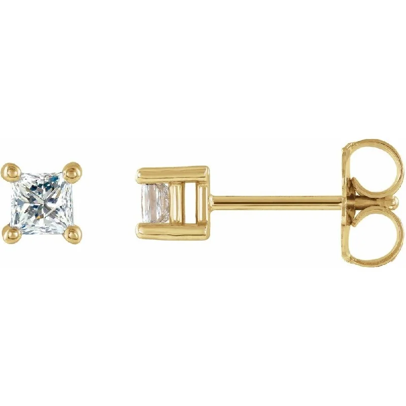 Iridescent stone earrings-14k Yellow Gold 1/4 CTW Diamond Stud Earring for Women