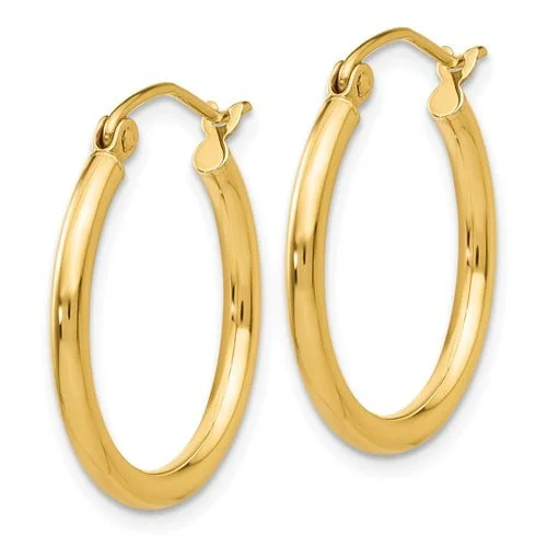 Pear-shaped earrings-14K Yellow Gold 2x20mm Hoop Earrings