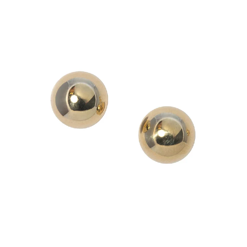 Oval gem earrings-14K Yellow Gold 8mm Ball Stud Earrings