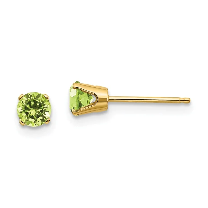 Classic teardrop earrings-14k Yellow Gold August Peridot Stud Earrings (L-4 mm, W-4 mm)