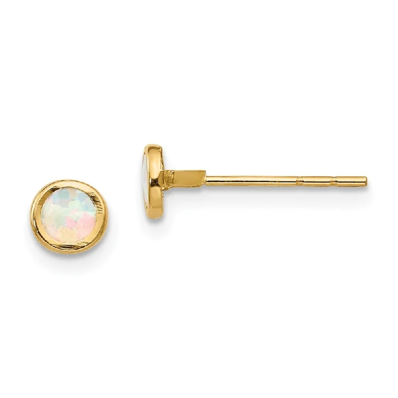 Hinged design earrings-14k Yellow Gold Gemstone Bezel Stud Earrings (L-6 mm, W-6 mm)