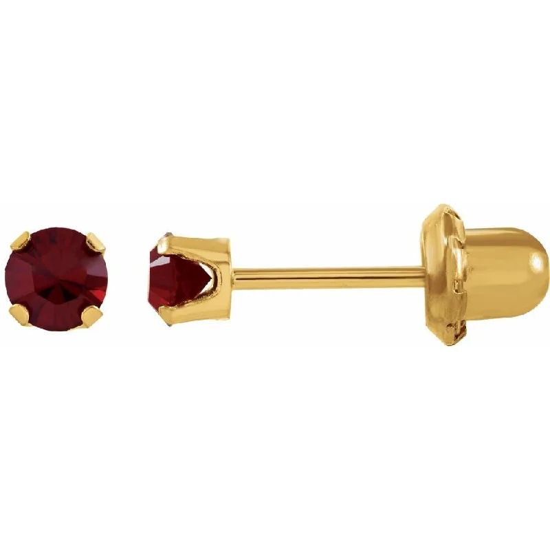 Chevron gem earrings-14k Yellow Gold Imitation Mozambique Garnet Inverness Piercing Stud Earring for Women