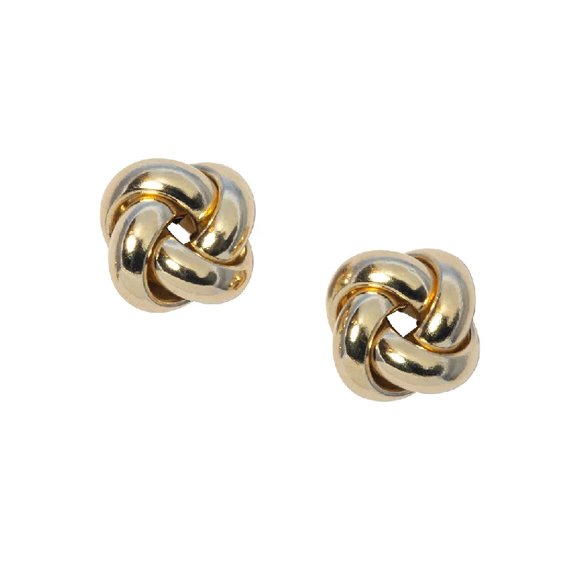 Lightweight silver earrings-14K Yellow Gold Italian Knot Stud Earrings