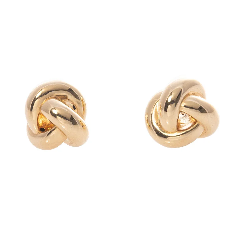 Striped hoop earrings-14K Yellow Gold Love Knot Stud Earrings