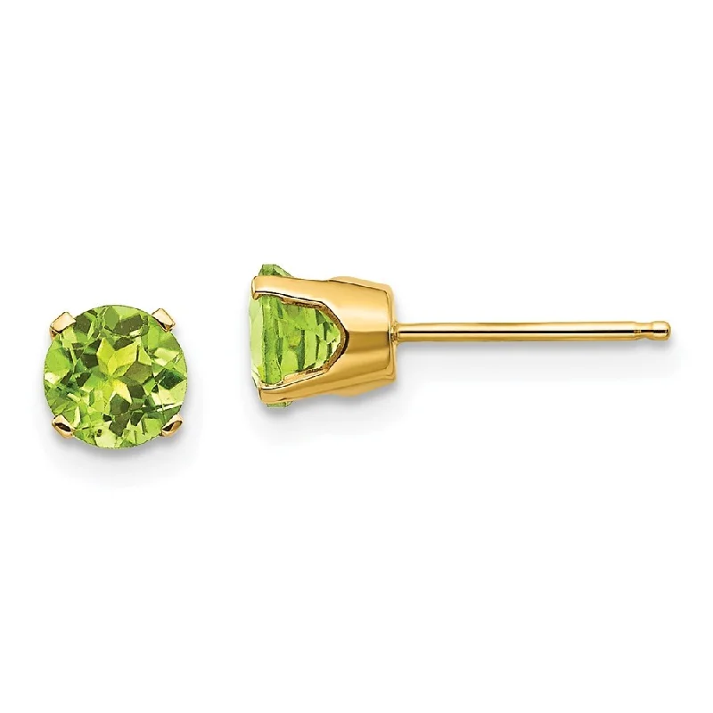 Sapphire drop earrings-14k Yellow Gold Peridot Stud Earrings (L-5 mm, W-5 mm)