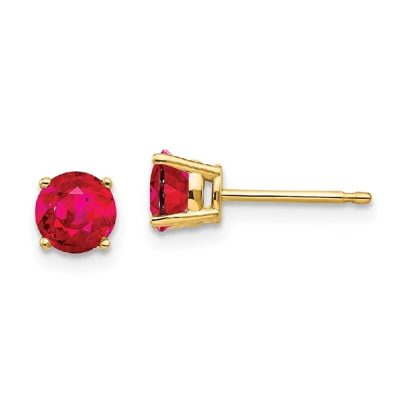 Arrow motif earrings-14k Yellow Gold Ruby Stud Earrings (L-5 mm, W-5 mm)