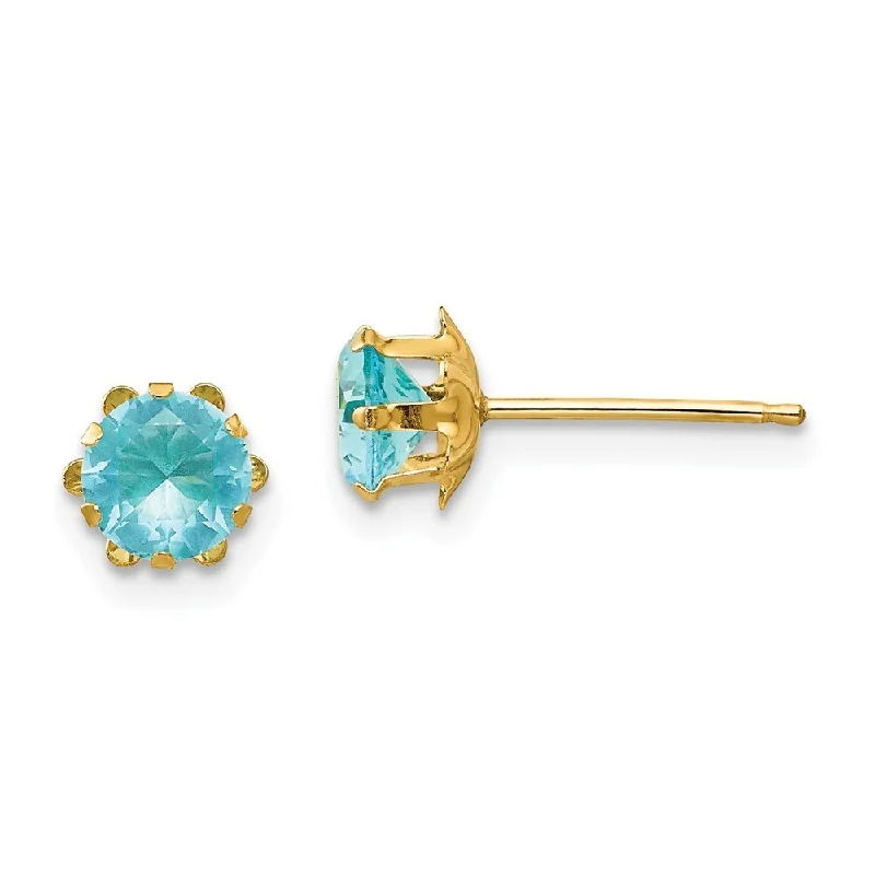 Chevron gem earrings-14k Yellow Gold Synthetic Gemstone Stud Earrings (L-5 mm, W-5 mm)