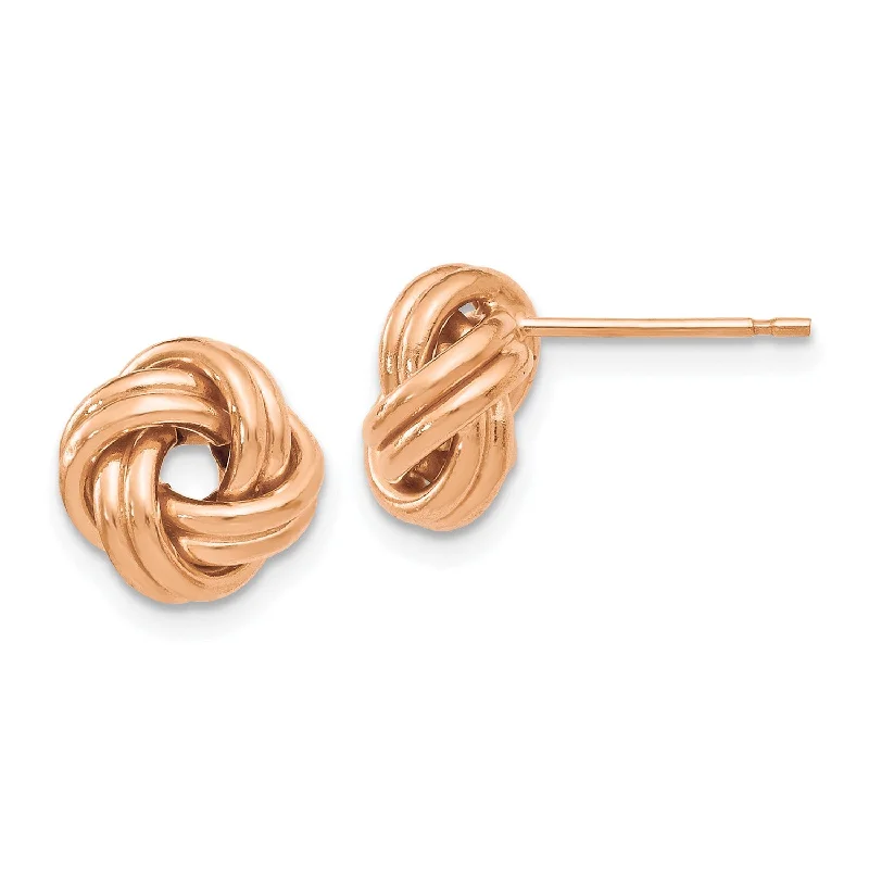 Arrow motif earrings-14KT Rose Gold 9MM Stud Love Knot Earrings