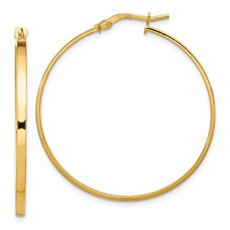 Ripple effect earrings-14KT Yellow Gold 35MM Hoop Earrings