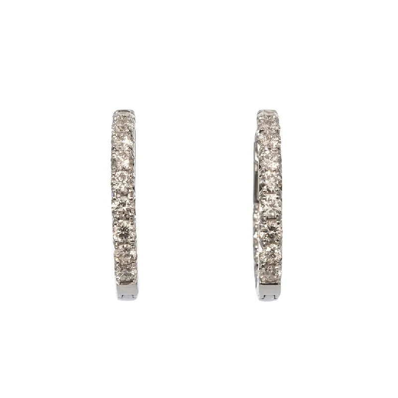 Wide-set earrings-1ct Diamond Inside Out 14K White Gold Hoop Earrings