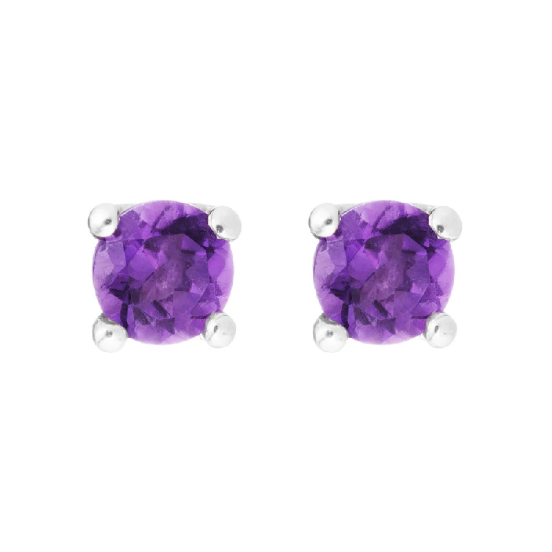 Vintage moonstone earrings-Amethyst 14K White Gold 4mm Stud Earrings