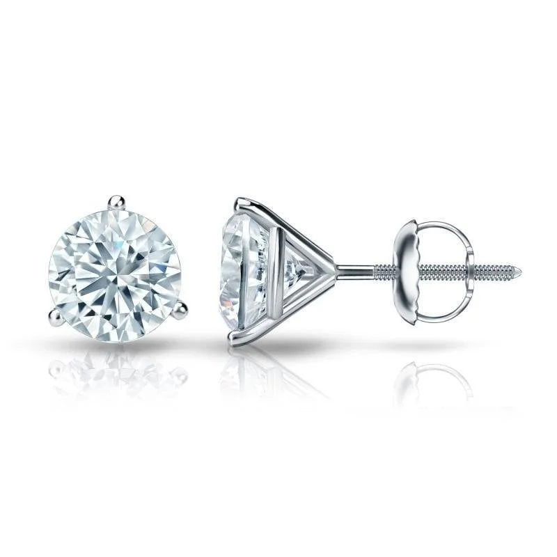 Hinged design earrings-Auriya 1 1/2ctw 3 Prong Martini Set Round Diamond Stud Earrings 18kt Gold GIA Certified