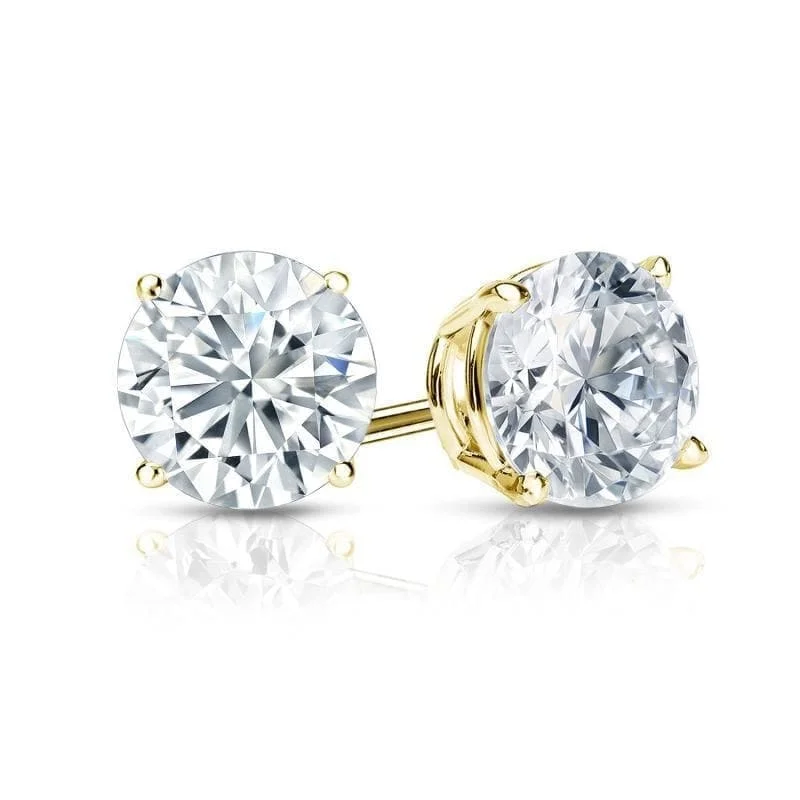 Rough diamond earrings-Auriya 1 1/2ctw Round Diamond Stud Earrings 14K Gold GIA Certified