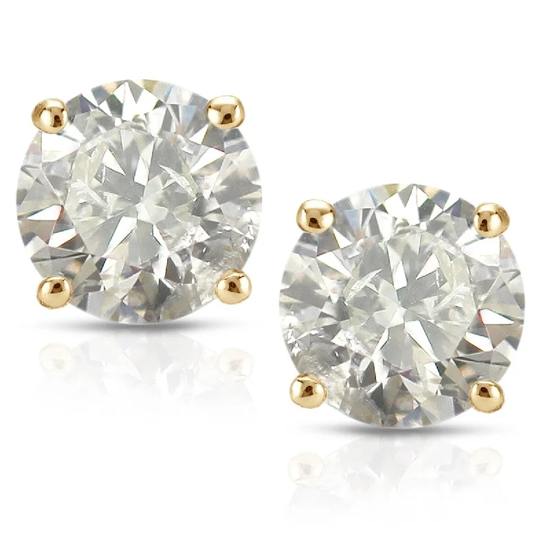 Brushed gold earrings-Auriya 1/2ct to 2ctw Clarity-enhanced Diamond Stud Earrings 18k Yellow Gold (J-K, I2-I3)