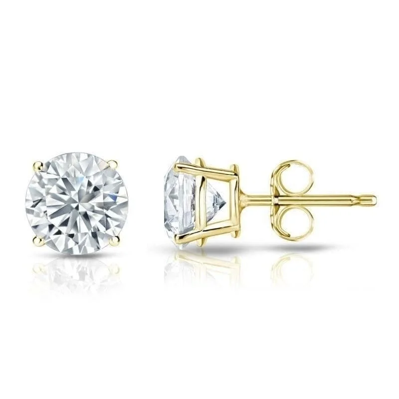 Rough diamond earrings-Auriya 1 3/4ctw Round Diamond Stud Earrings 18kt Gold GIA Certified