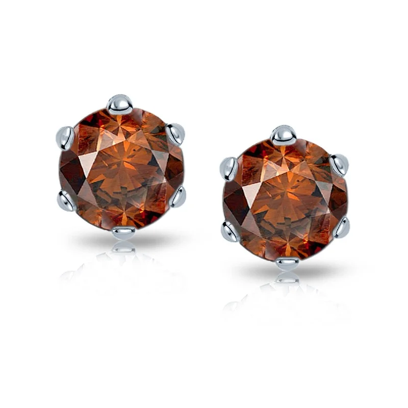 Floating gem earrings-Auriya 14k Gold 1 1/2ctw Brown Diamond Stud Earrings 6-prong (SI1-SI2)