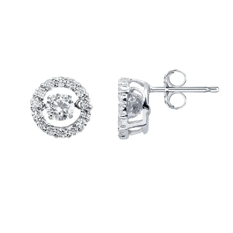 Dotted gem earrings-Auriya 14k White Gold 4/5ct TDW 'Dancing Stone' Diamond Stud Earrings (G-H, I1-I2)