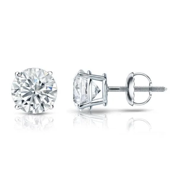 Radiant drop earrings-Auriya Platinum 1 1/2ctw Round Diamond Stud Earrings Certified