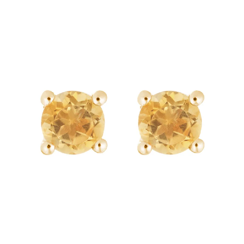 Vintage garnet earrings-Citrine 14K Yellow Gold 4mm Stud Earrings