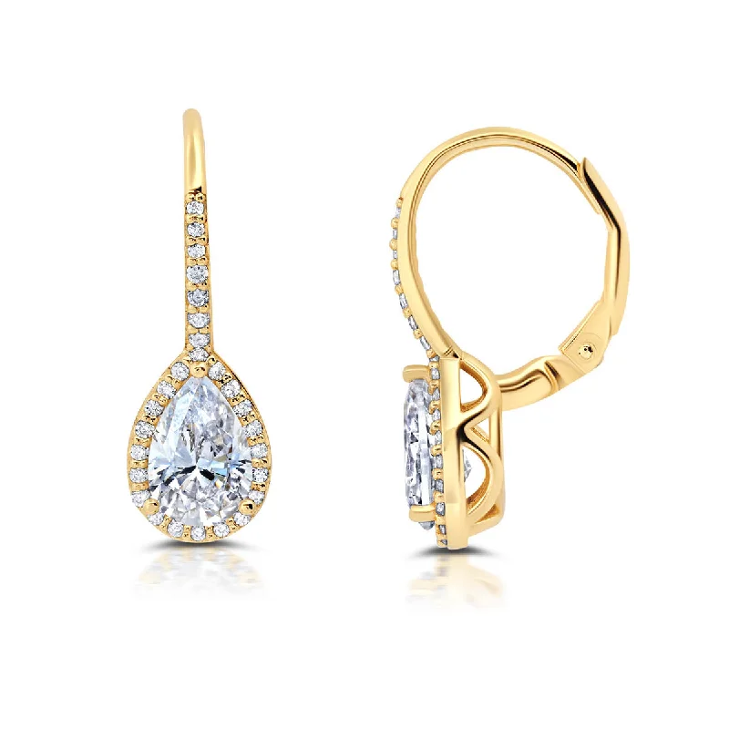 Tapered gem earrings-Crislu 18KT Yellow Gold Plated Sterling Silver Round Cubic Zirconia Fashion Earrings