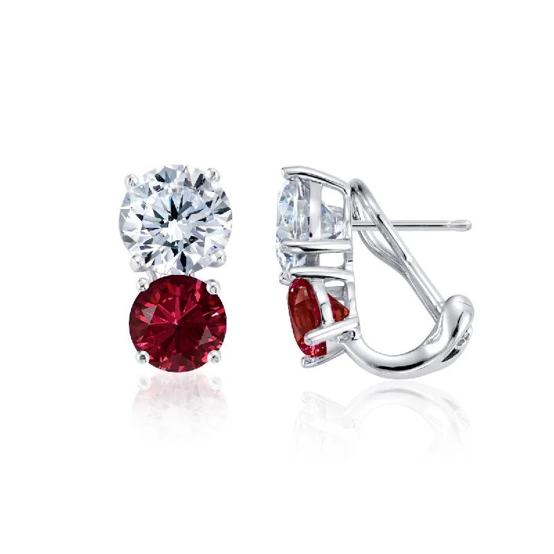 Adjustable gem earrings-Crislu Red and White Cubic Zirconia Earrings in Sterling Silver