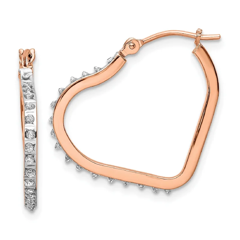 Cabochon earrings-Diamond Fascination Diamond Accent Heart Hoop Earrings in 14KT Rose Gold