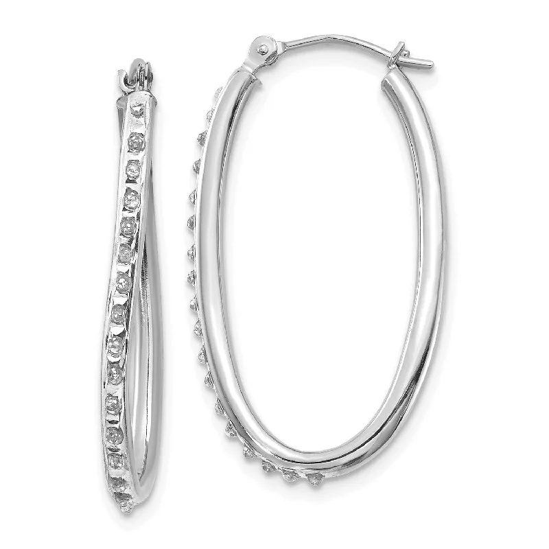 Cabochon earrings-Diamond Fascination Diamond Accent Hinged Hoop Earrings in 14KT White Gold