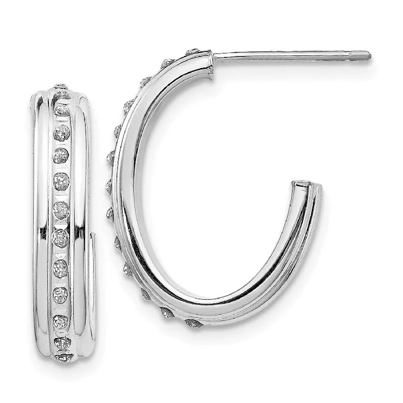 Laser-cut earrings-Diamond Fascination Diamond Accent Hoop Earrings in 14KT White Gold