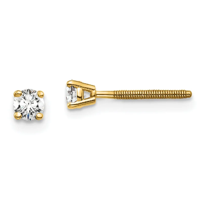 Hexagonal stud earrings-EcoLove 1/5 CTW Round GHI or IGI or GSI Certified Lab Grown Diamond Stud Screwback Earrings in 14KT Yellow Gold