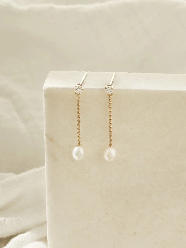 Modern minimalist earrings-Ellis Pearl Drops (Demi-Fine)