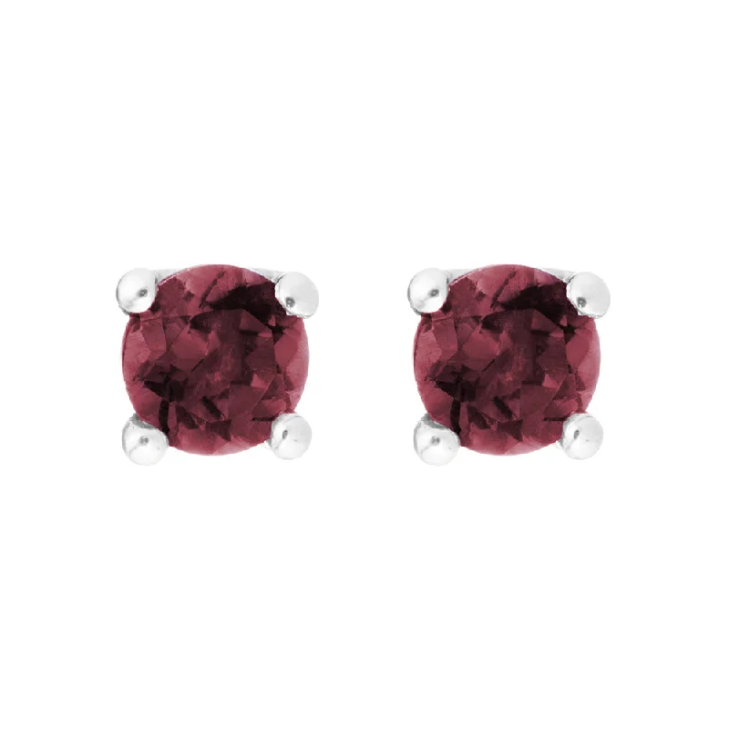 Sapphire drop earrings-Garnet 14K White Gold 4mm Stud Earrings