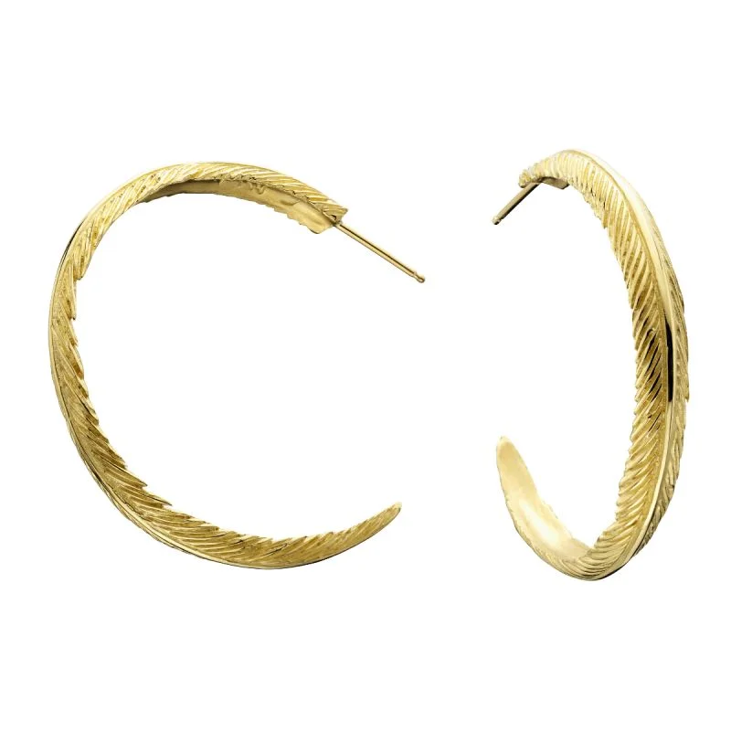 Wraparound earrings-Grainger McKoy 14K Yellow Gold Narrow Feather Earrings